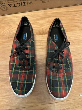 Keds women’s vintage Plaid Canvas Sneakers Red & Green US 8.5 rare